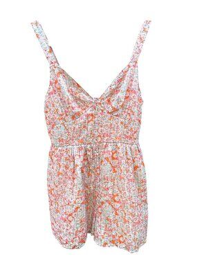 American Eagle Large Floral Print Sundress Romper Shorts Lined 1958